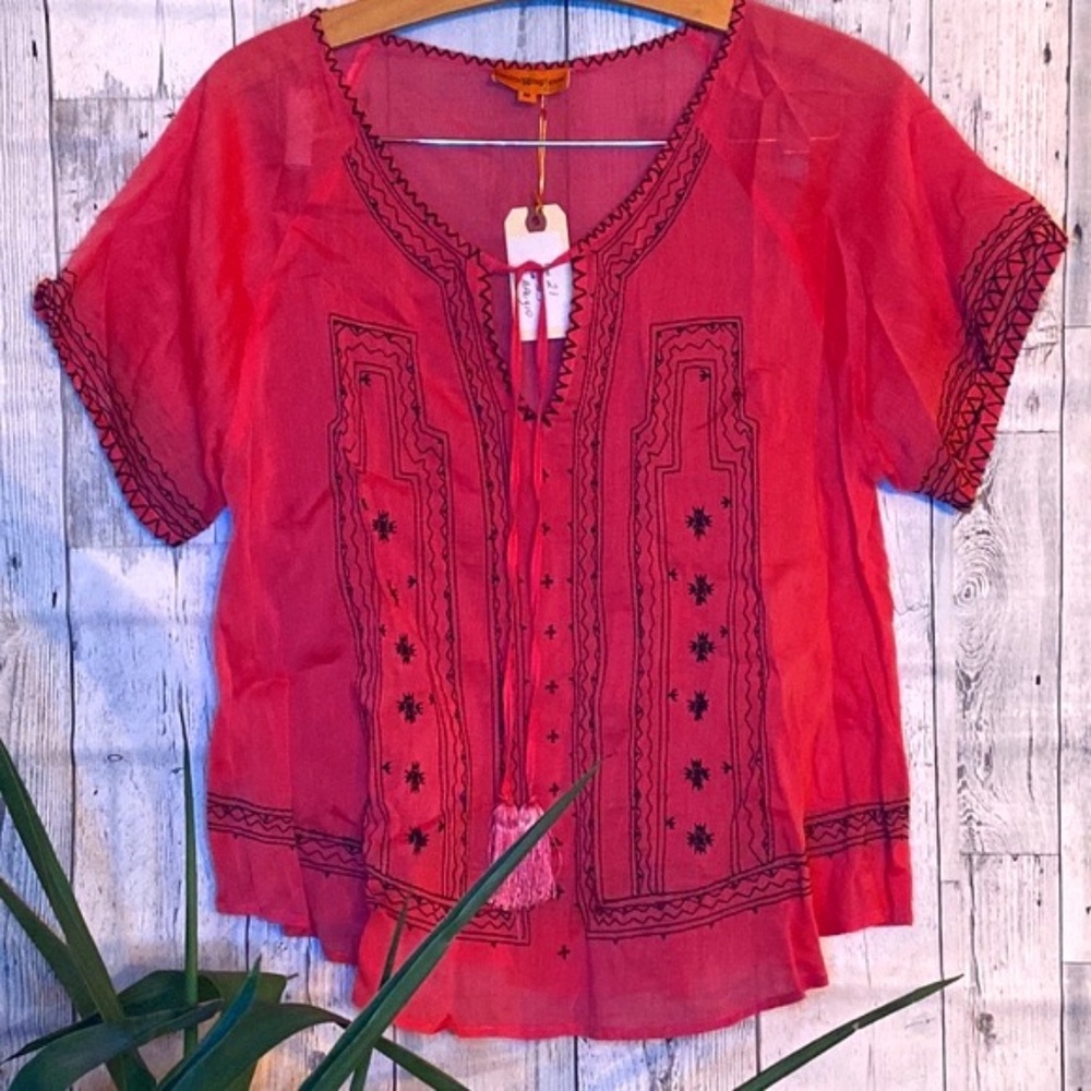 Roberta Freyman Roller Rabbit Silk Cotton Blend Top Medium